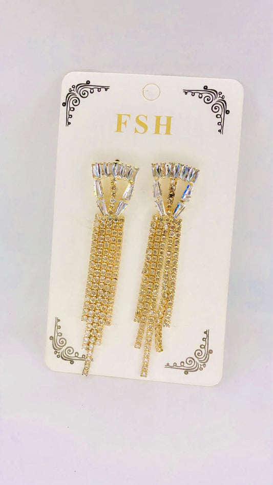 Sparkly Crystal long Tassel Earrings For Girls & Women's